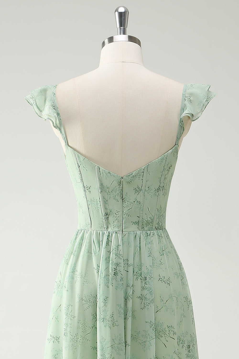 WEDTREND Women Green Flower Bridesmaid Dress with Split Front A Line Ruffled Straps Corset Long Wedding Party Dress WEDTREND Women Green Flower Bridesmaid Dress with Split Front A Line Ruffled Straps Corset Long Wedding Party Dress