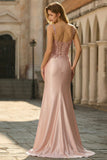 Blush Spaghetti Straps Sequins Corset Mermaid Prom Dress