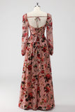 Dusty Rose A-Line Floral Corset Sweetheart Neck Wedding Guest Dress
