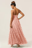 Dark Green A-Line Spaghetti Straps Satin Long Bridesmaid Dress