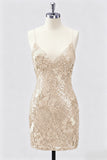 Sequin Bodycon Spaghetti Straps Dark Green Homecoming Dress