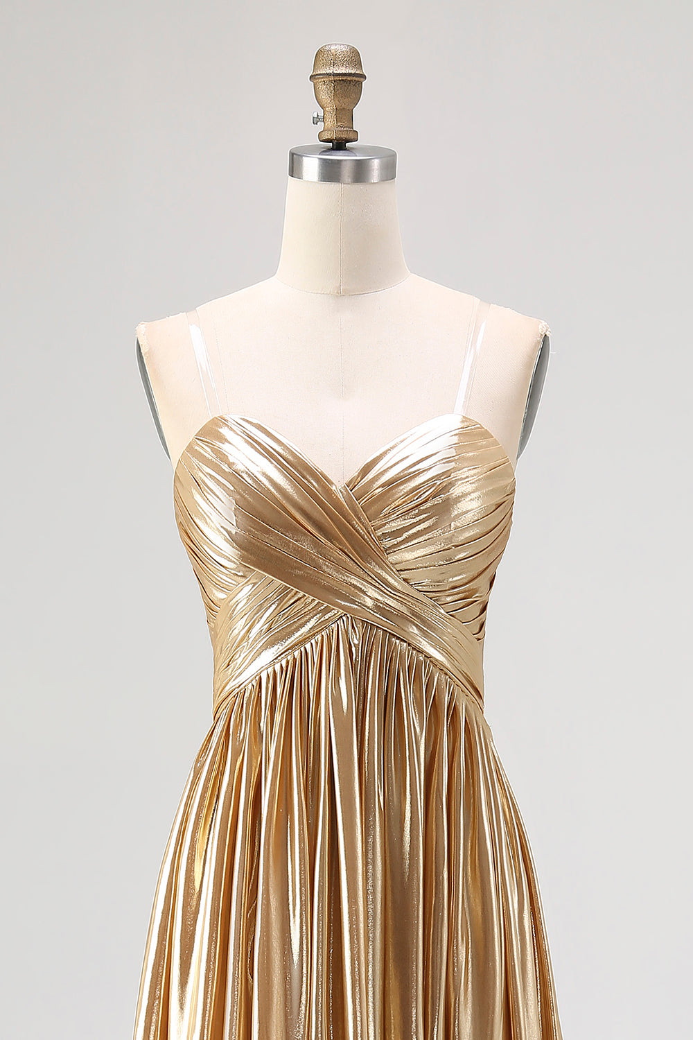 WEDTREND Women Gold Long Prom Dress A-Line V-Neck Metallic Pleated Formal Dress WEDTREND Women Gold Long Prom Dress A-Line V-Neck Metallic Pleated Formal Dress