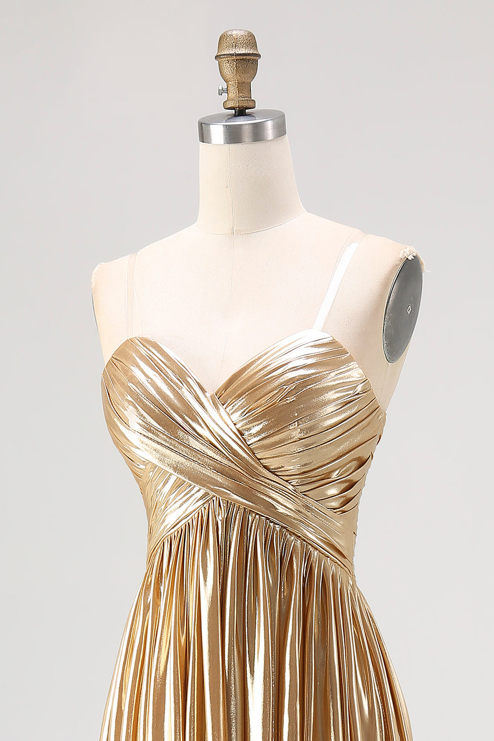 WEDTREND Women Gold Long Prom Dress A-Line V-Neck Metallic Pleated Formal Dress WEDTREND Women Gold Long Prom Dress A-Line V-Neck Metallic Pleated Formal Dress