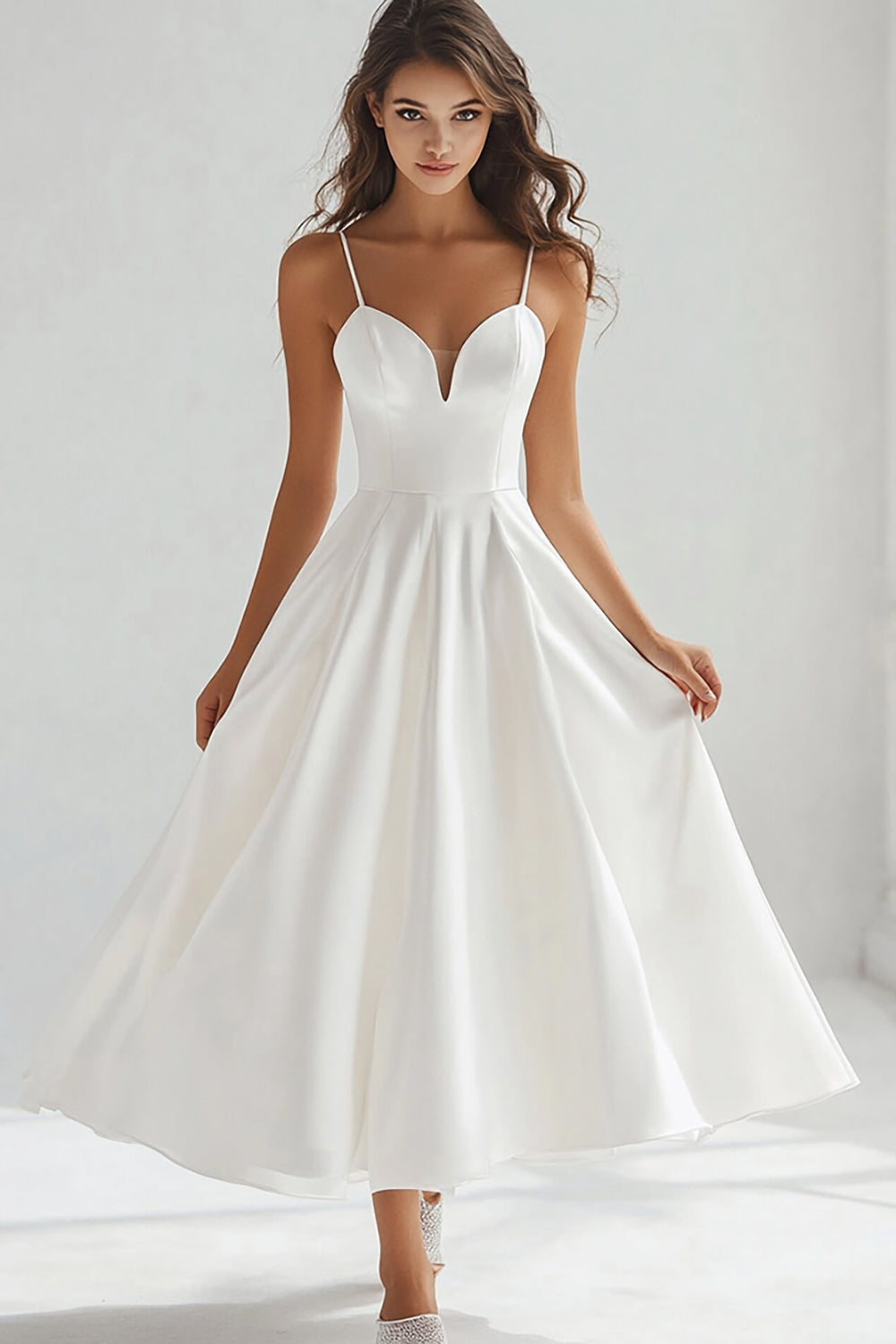 Wedtrend Women White Long Graduation Dress A-Line Spaghetti Straps Grad Ceremony Dress, White / US20W Wedtrend Women White Long Graduation Dress A-Line Spaghetti Straps Grad Ceremony Dress, White / US20W