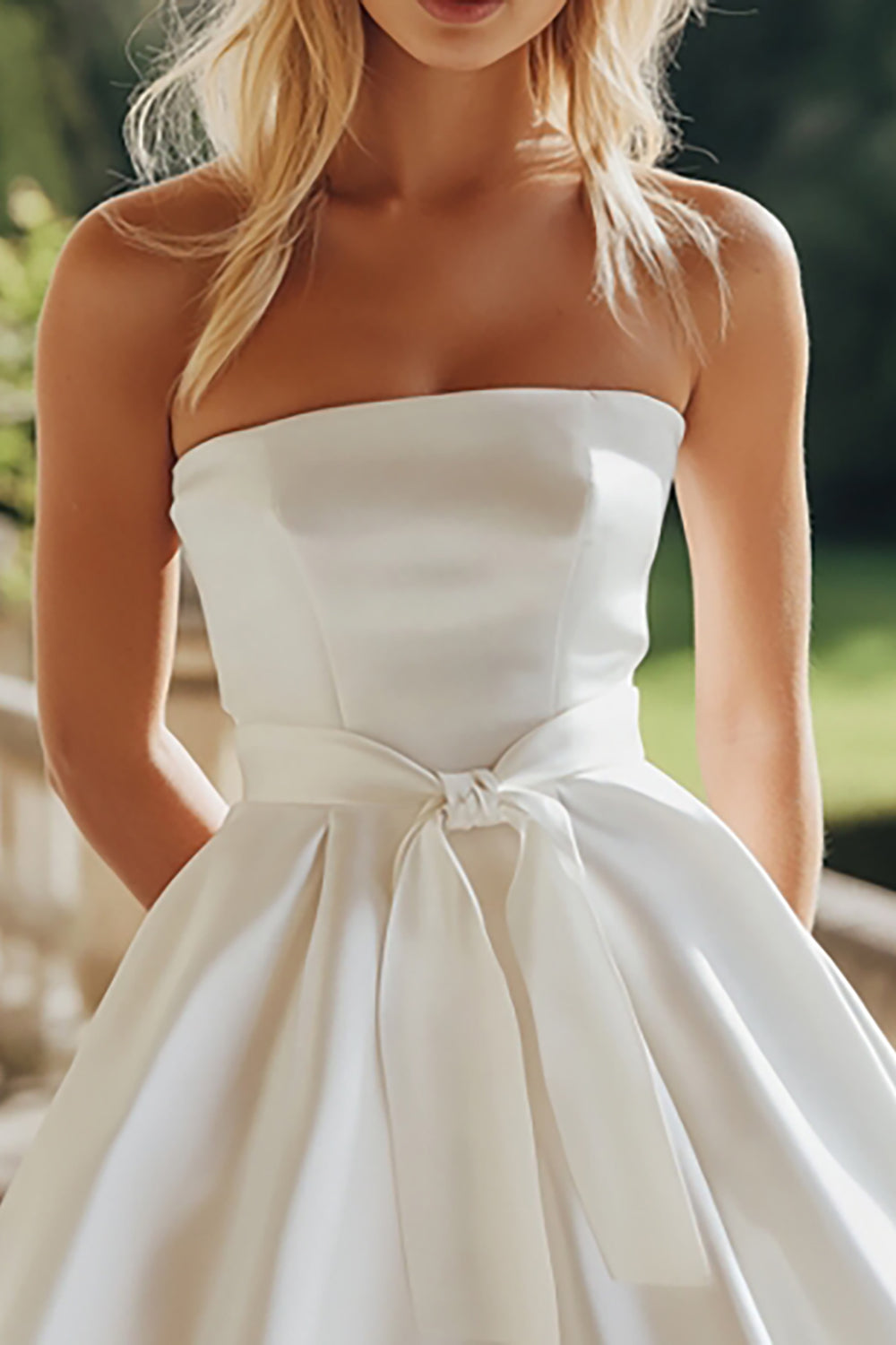 Wedtrend Women White Mini Graduation Dress with Bowknot A-Line Satin Strapless Grad Ceremony Dress WEDTREND Wedtrend Women White Mini Graduation Dress with Bowknot A-Line Satin Strapless Grad Ceremony Dress WEDTREND