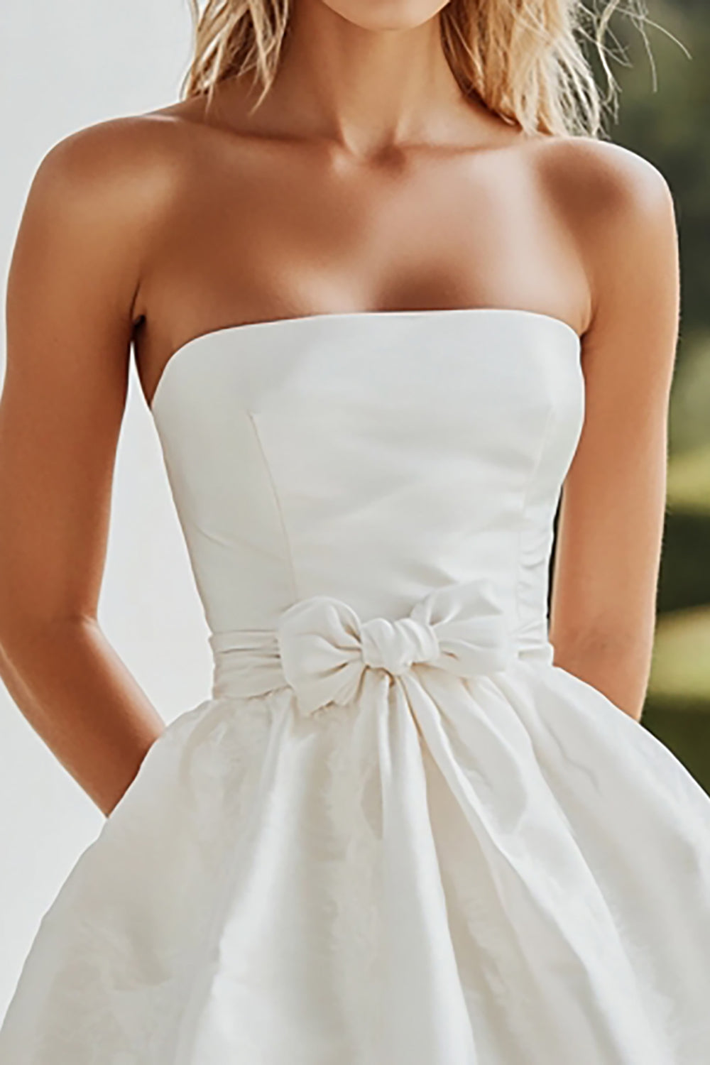 Wedtrend Women Graduation Dress A-Line Strapless Satin Little White Dress WEDTREND Wedtrend Women Graduation Dress A-Line Strapless Satin Little White Dress WEDTREND
