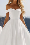 White A Line Off the Shoulder Asymmetrical Graduation Dress