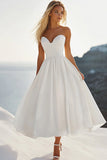 White A Line Sweetheart Graduation Dress