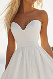 White A Line Sweetheart Graduation Dress