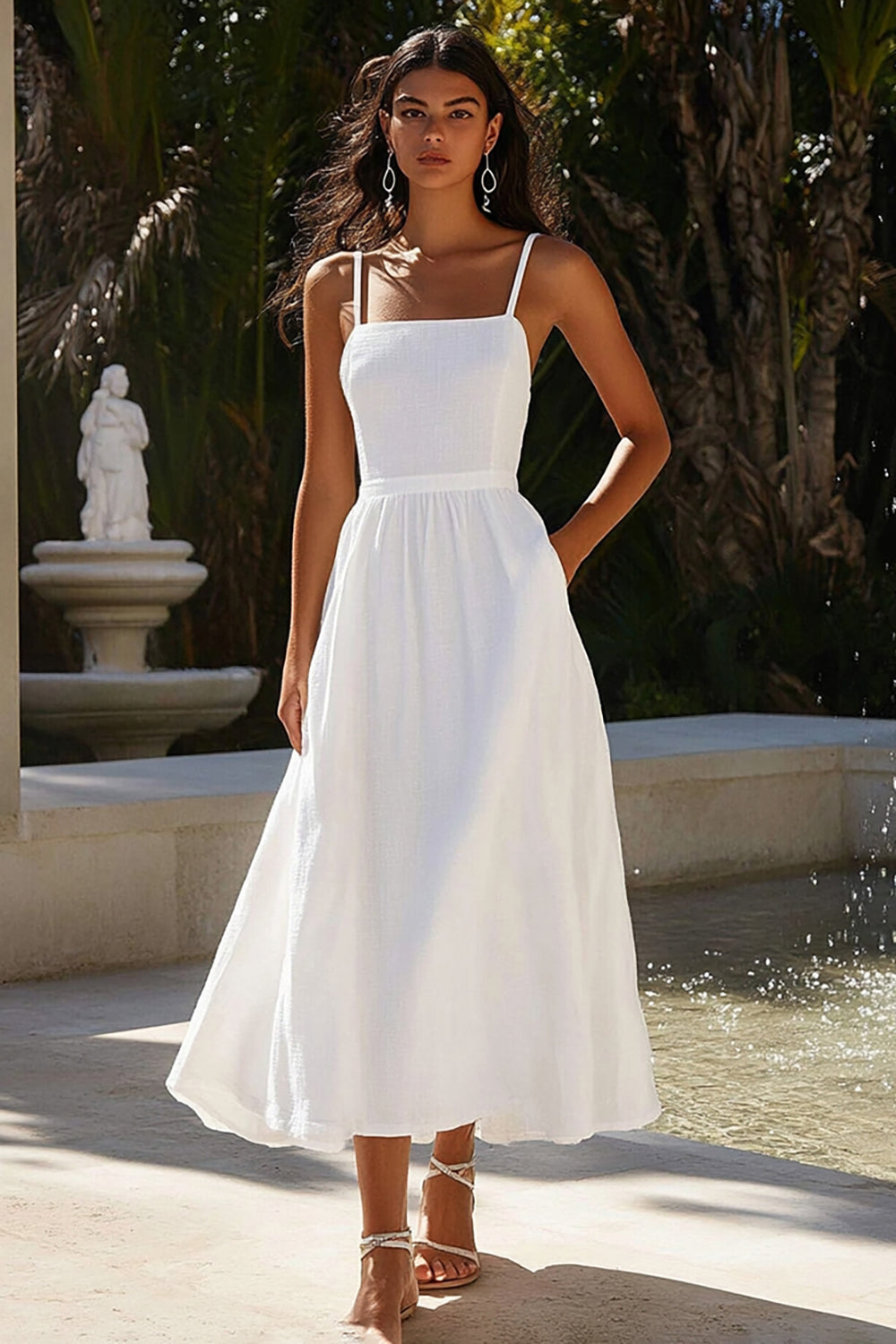 Wedtrend Women Elegant White Graduation Dress Spaghetti Straps Cotton A Line Grad Ceremony Dress WEDTREND Wedtrend Women Elegant White Graduation Dress Spaghetti Straps Cotton A Line Grad Ceremony Dress WEDTREND