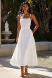 Elegant Spaghetti Straps White A Line Graduation Dress