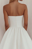 A-Line Straight Satin White Graduation Dress