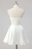 Simple A-Line Strapless Little White Graduation Dress