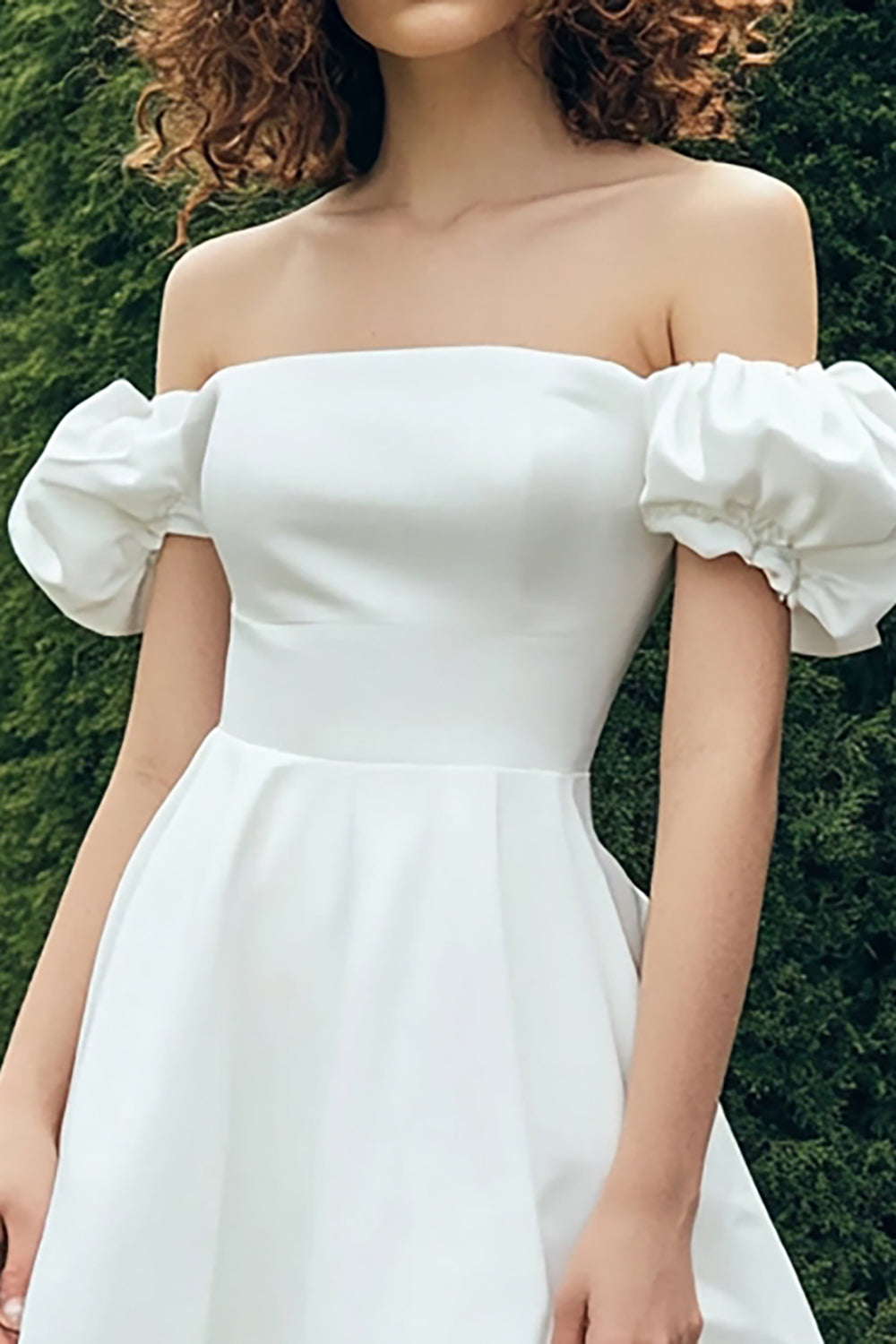 Wedtrend Women Elegant Graduation Dress A-Line Off the Shoulder Puff Sleeves Knee Length Little White Dress WEDTREND Wedtrend Women Elegant Graduation Dress A-Line Off the Shoulder Puff Sleeves Knee Length Little White Dress WEDTREND