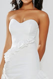 Chic White Bodycon Sweetheart Short Graduation Dress with Ruffles