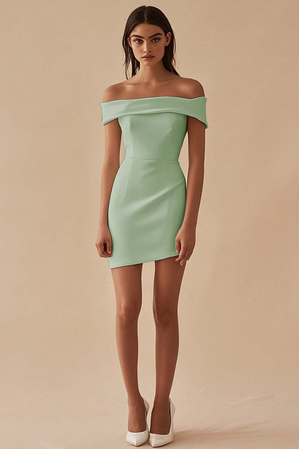Wedtrend Women Matte Satin Short Graduation Dress Off The Shoulder Sheath Little White Dress, Dusty Sage / US12 Wedtrend Women Matte Satin Short Graduation Dress Off The Shoulder Sheath Little White Dress, Dusty Sage / US12