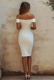 Chic White Sheath Satin Off the Shoulder Short Graduation Dress