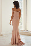 Sparkly Champagne Mermaid Off the Shoulder Mother Of The Bride Dress