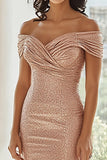 Sparkly Champagne Mermaid Off the Shoulder Mother Of The Bride Dress