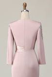 Blush Lace Sheath Long Sleeves Mother Of The Bride Dress