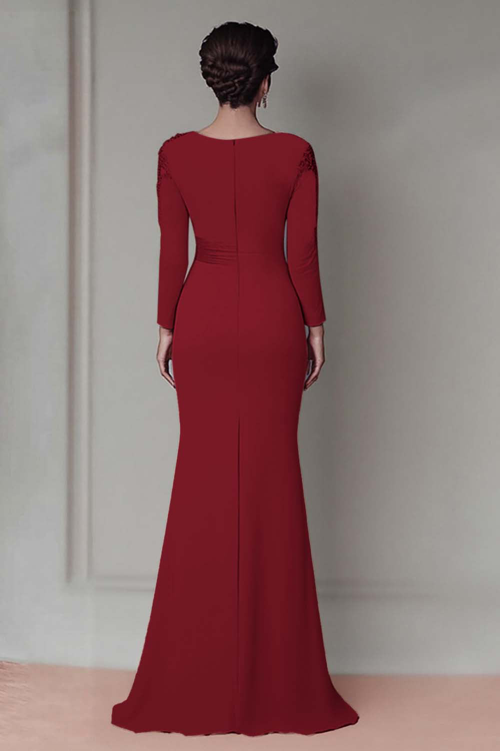 Wedtrend Women Blush Lace Sheath Mother Of The Bride Dress with Long Sleeves Satin Wedding Guest Dress with Belt WEDTREND Wedtrend Women Blush Lace Sheath Mother Of The Bride Dress with Long Sleeves Satin Wedding Guest Dress with Belt WEDTREND