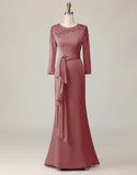 Blush Lace Sheath Long Sleeves Mother Of The Bride Dress