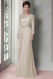 Blush Lace Sheath Mother Of The Bride Dress with Long Sleeves