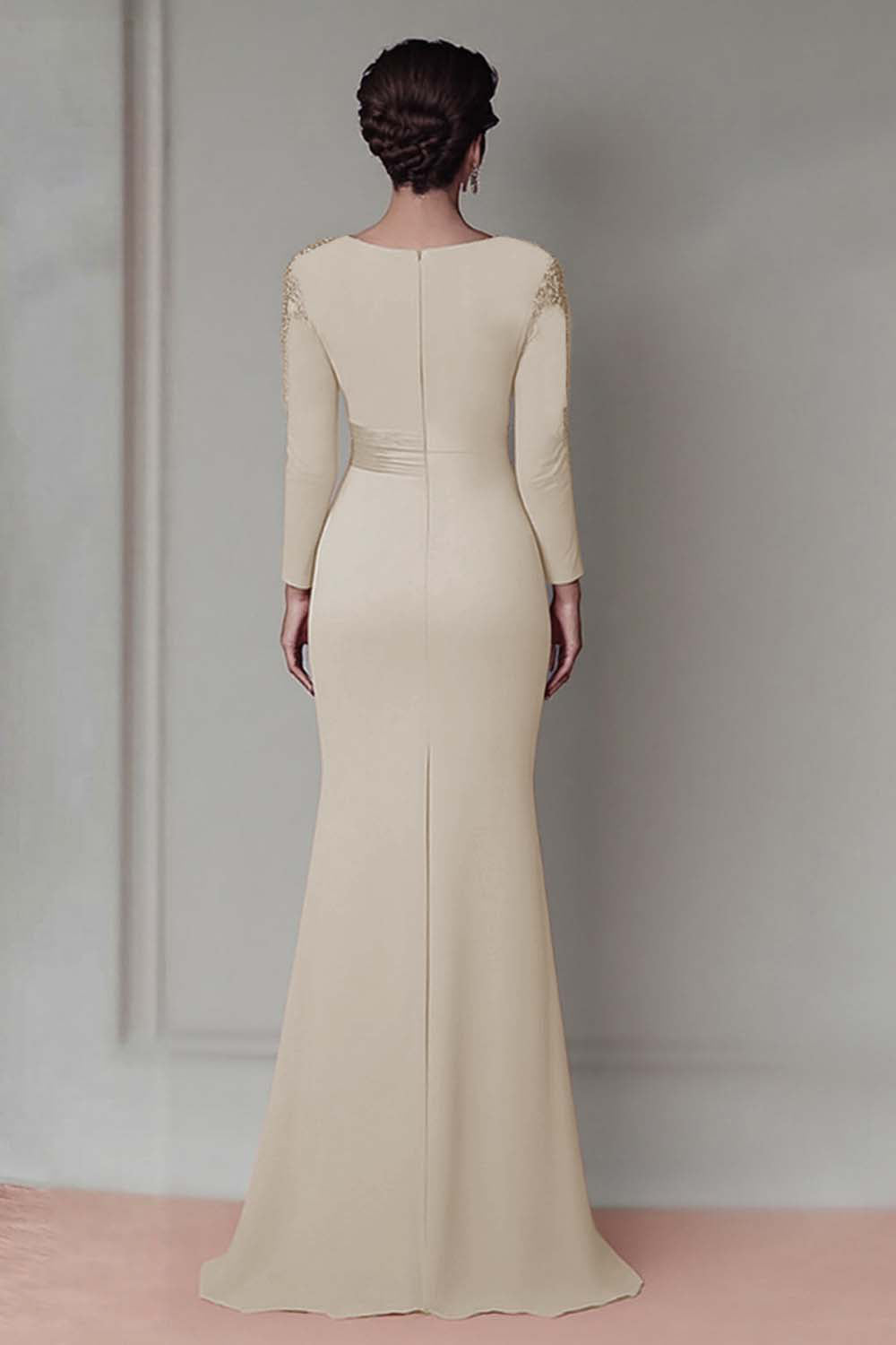 Wedtrend Women Blush Lace Sheath Mother Of The Bride Dress with Long Sleeves Satin Wedding Guest Dress with Belt WEDTREND Wedtrend Women Blush Lace Sheath Mother Of The Bride Dress with Long Sleeves Satin Wedding Guest Dress with Belt WEDTREND