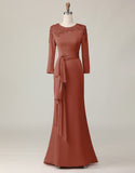 Blush Lace Sheath Long Sleeves Mother Of The Bride Dress