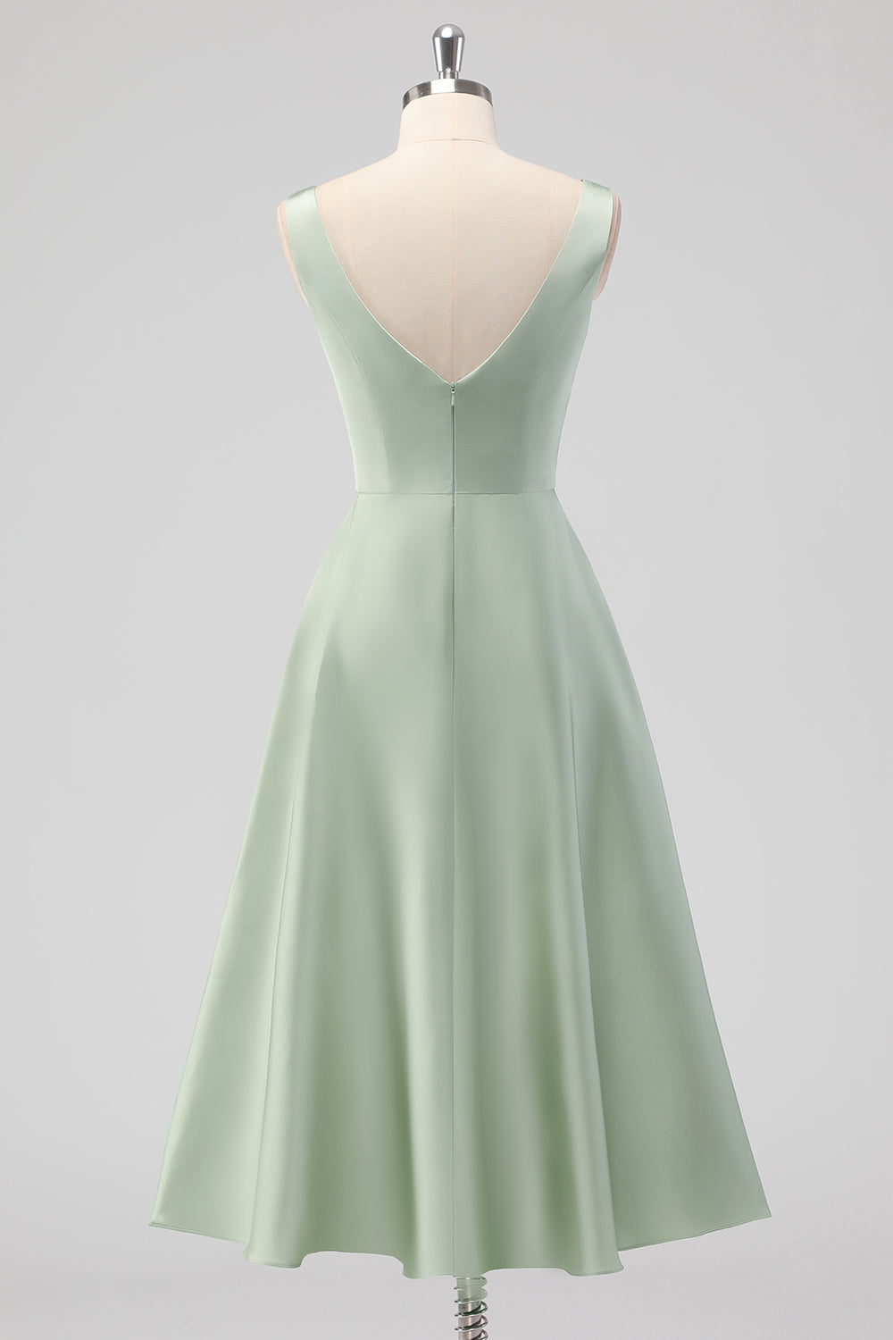 Wedtrend Women Sage Green Satin Bridesmaid Dress A Line Square Neck Tea-Length Wedding Party Dress, Sage Green / US4 Wedtrend Women Sage Green Satin Bridesmaid Dress A Line Square Neck Tea-Length Wedding Party Dress, Sage Green / US4
