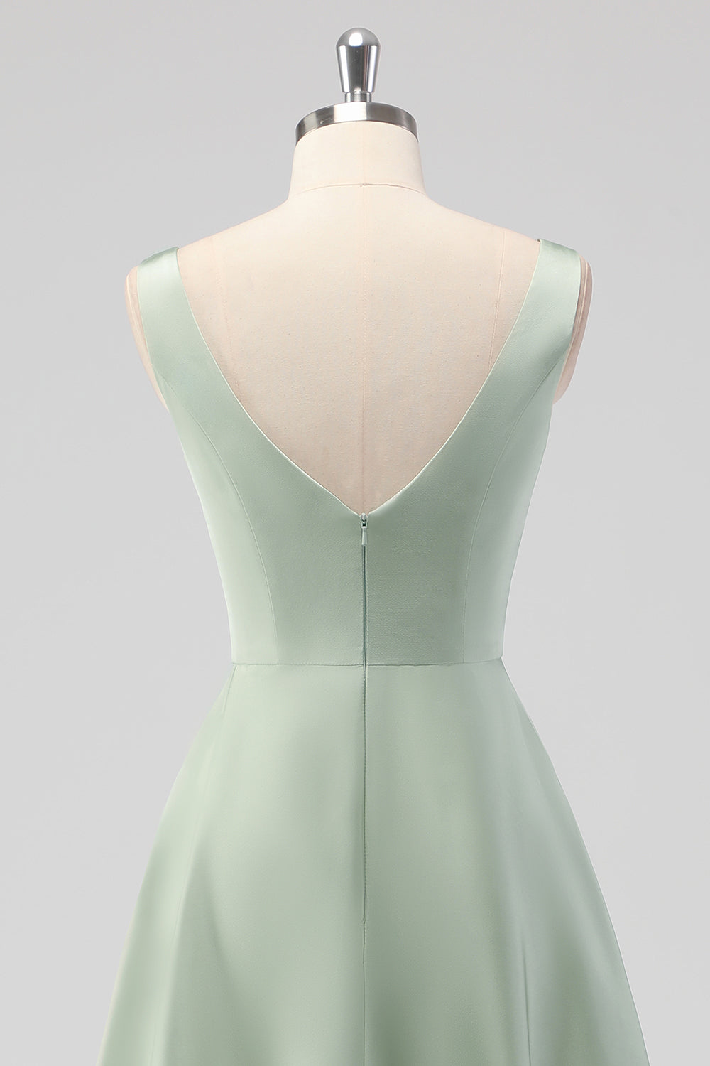 WEDTREND Women Sage Green Satin Bridesmaid Dress A Line Square Neck Tea-Length Wedding Party Dress WEDTREND Women Sage Green Satin Bridesmaid Dress A Line Square Neck Tea-Length Wedding Party Dress