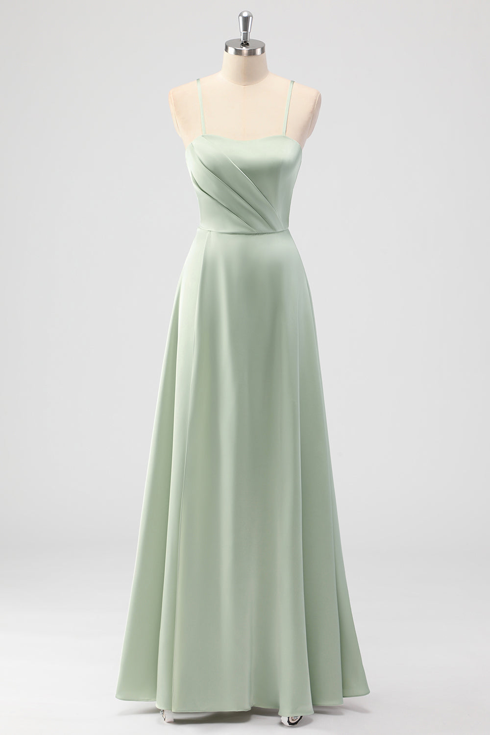 WEDTREND Women Sage Green Bridesmaid Dress A Line Spaghetti Straps Pleated Satin Long Wedding Guest Dress WEDTREND Women Sage Green Bridesmaid Dress A Line Spaghetti Straps Pleated Satin Long Wedding Guest Dress