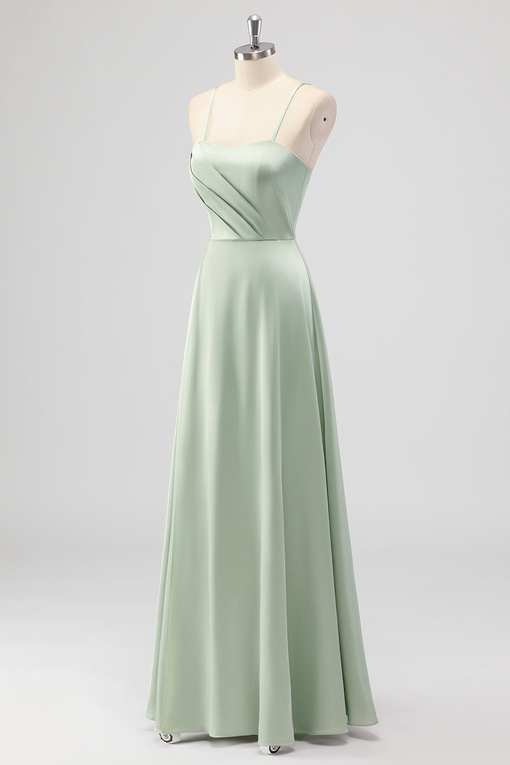 WEDTREND Women Sage Green Bridesmaid Dress A Line Spaghetti Straps Pleated Satin Long Wedding Guest Dress WEDTREND Women Sage Green Bridesmaid Dress A Line Spaghetti Straps Pleated Satin Long Wedding Guest Dress