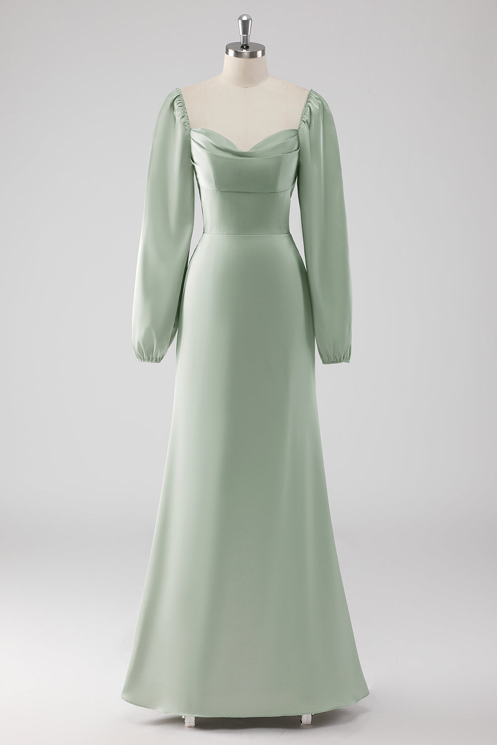 WEDTREND Women Sage Green Long Bridesmaid Dress with Long Sleeves A Line Off the Shoulder Wedding Guest Dress WEDTREND Women Sage Green Long Bridesmaid Dress with Long Sleeves A Line Off the Shoulder Wedding Guest Dress