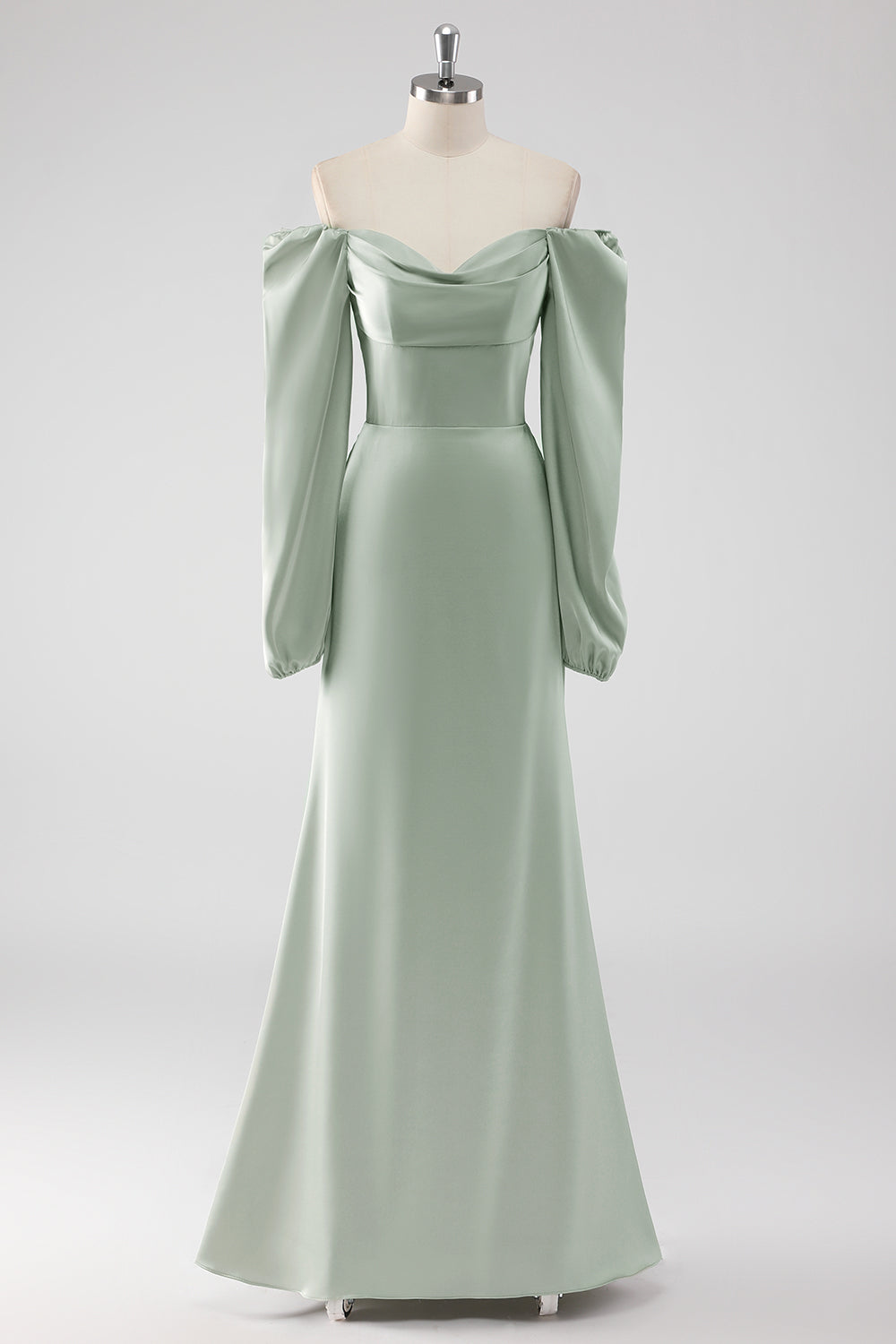 Wedtrend Women Sage Green Long Bridesmaid Dress with Long Sleeves A Line Off The Shoulder Wedding Guest Dress, Sage / US10 Wedtrend Women Sage Green Long Bridesmaid Dress with Long Sleeves A Line Off The Shoulder Wedding Guest Dress, Sage / US10
