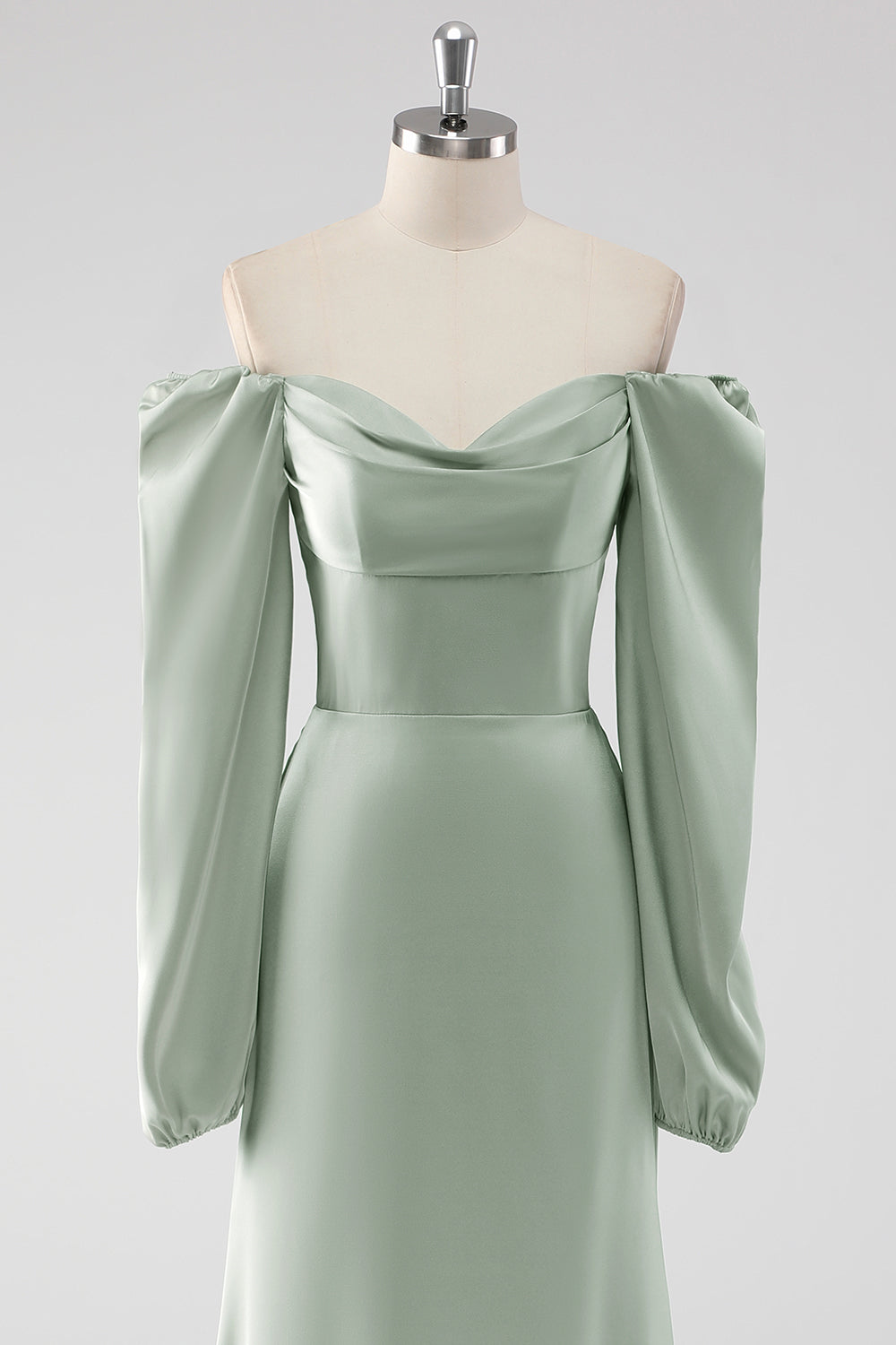 WEDTREND Women Sage Green Long Bridesmaid Dress with Long Sleeves A Line Off the Shoulder Wedding Guest Dress WEDTREND Women Sage Green Long Bridesmaid Dress with Long Sleeves A Line Off the Shoulder Wedding Guest Dress
