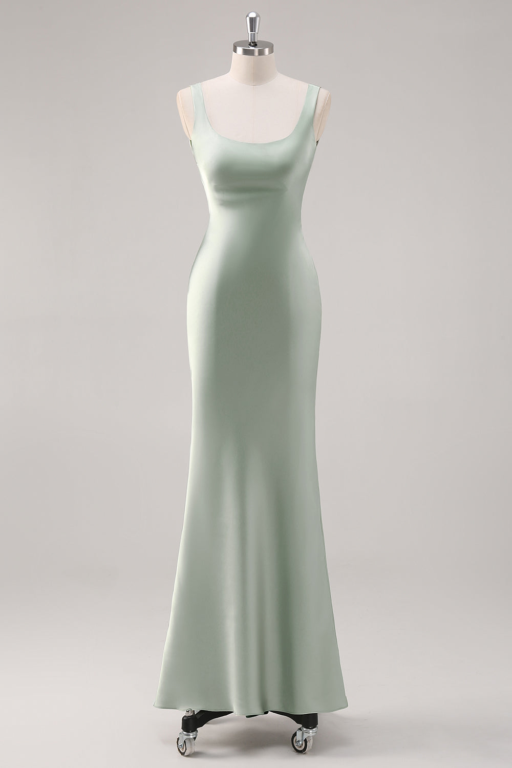 sage green mermaid bridesmaid dresses Fashion Mermaid Sage Green Silk Satin Long Bridesmaid Dresses AB102501 Anniebride