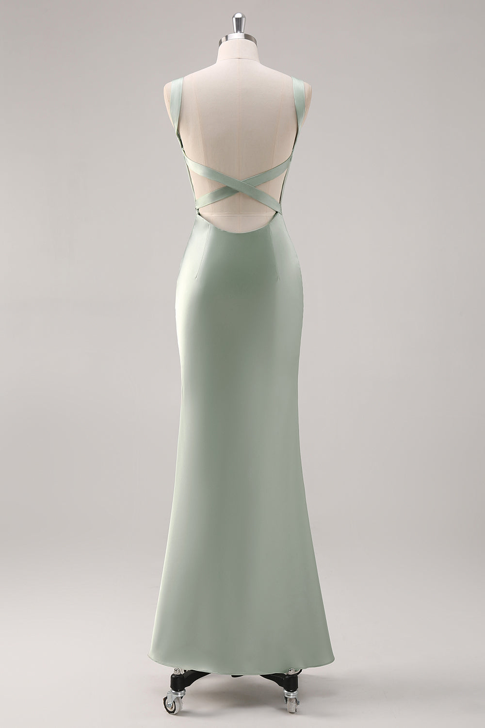 WEDTREND Women Sage Green Long Bridesmaid Dress with Criss Cross Back Mermaid Square Neck Satin Wedding Guest Dress WEDTREND Women Sage Green Long Bridesmaid Dress with Criss Cross Back Mermaid Square Neck Satin Wedding Guest Dress