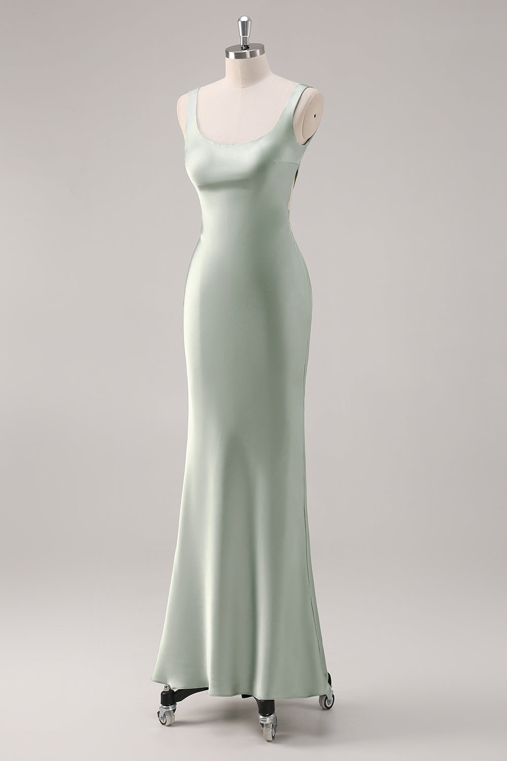 WEDTREND Women Sage Green Long Bridesmaid Dress with Criss Cross Back Mermaid Square Neck Satin Wedding Guest Dress WEDTREND Women Sage Green Long Bridesmaid Dress with Criss Cross Back Mermaid Square Neck Satin Wedding Guest Dress