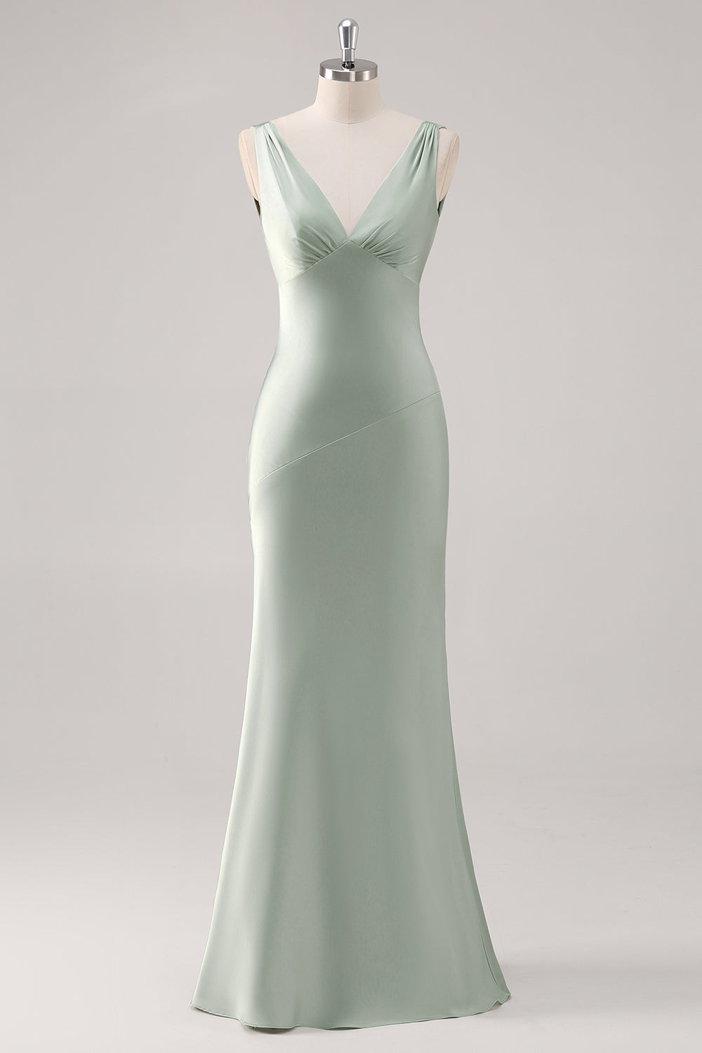 WEDTREND Women Sage Green Long Bridesmaid Dress Sheath Satin V Neck Backless Wedding Guest Dress WEDTREND Women Sage Green Long Bridesmaid Dress Sheath Satin V Neck Backless Wedding Guest Dress