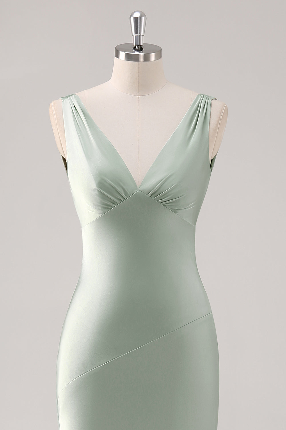 Wedtrend Women Sage Green Long Bridesmaid Dress Sheath Satin V Neck Backless Wedding Guest Dress, Sage / US12 Wedtrend Women Sage Green Long Bridesmaid Dress Sheath Satin V Neck Backless Wedding Guest Dress, Sage / US12