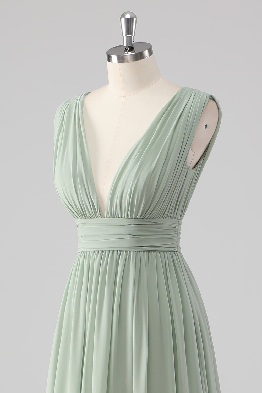 WEDTREND Women Sage Green Long Bridesmaid Dress with Slit V Neck Pleated Chiffon Wedding Guest Dress WEDTREND Women Sage Green Long Bridesmaid Dress with Slit V Neck Pleated Chiffon Wedding Guest Dress