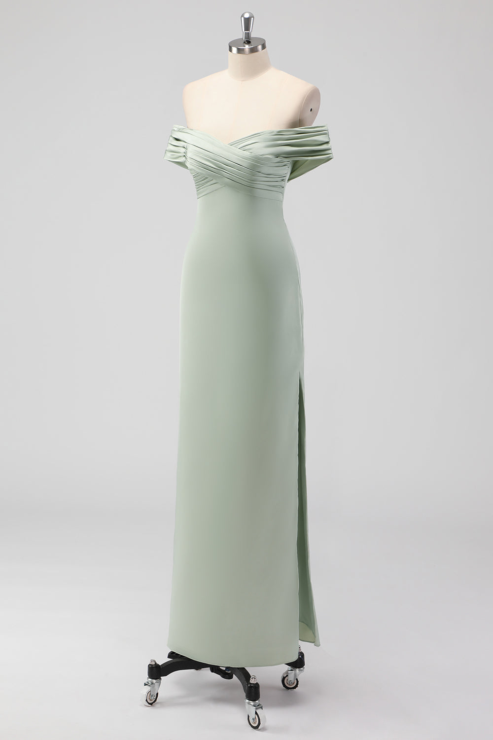Wedtrend Women Sage Green Long Bridesmaid Dress Sheath Off the Shoulder Ruched Satin Wedding Party Dress WEDTREND Wedtrend Women Sage Green Long Bridesmaid Dress Sheath Off the Shoulder Ruched Satin Wedding Party Dress WEDTREND