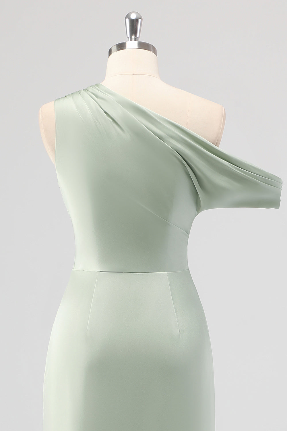 Wedtrend Women Sage Green Long Bridesmaid Dress with Slit Sheath One Shoulder Satin Ruched Wedding Guest Dress, Sage / US26W Wedtrend Women Sage Green Long Bridesmaid Dress with Slit Sheath One Shoulder Satin Ruched Wedding Guest Dress, Sage / US26W