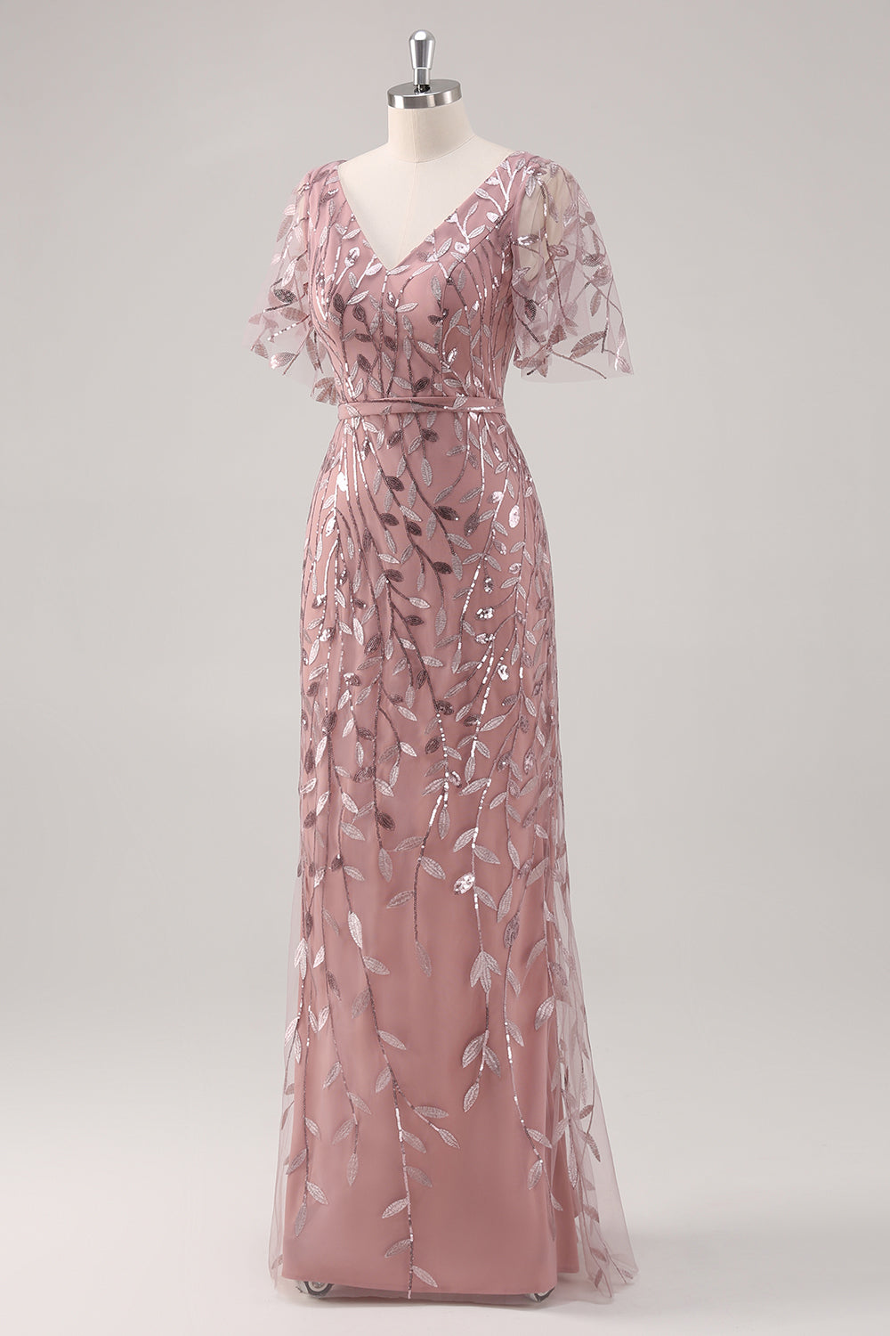WEDTREND Women Dusty Rose Mother of the Bride Dress with Short Sleeves V Neck Sheath Sequin Embroidery Wedding Guest Dress WEDTREND Women Dusty Rose Mother of the Bride Dress with Short Sleeves V Neck Sheath Sequin Embroidery Wedding Guest Dress