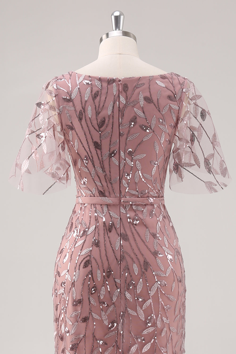 WEDTREND Women Dusty Rose Mother of the Bride Dress with Short Sleeves V Neck Sheath Sequin Embroidery Wedding Guest Dress WEDTREND Women Dusty Rose Mother of the Bride Dress with Short Sleeves V Neck Sheath Sequin Embroidery Wedding Guest Dress