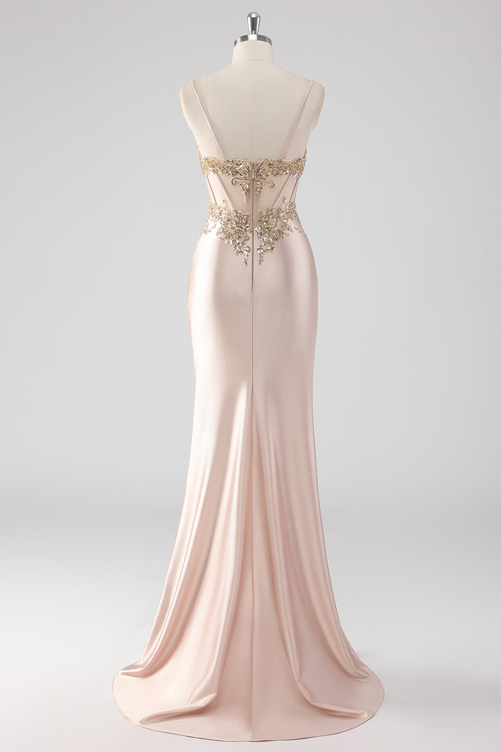 WEDTREND Women Sparkly Prom Dress Champagne Corset Appliques Slit Long Formal Dress WEDTREND Women Sparkly Prom Dress Champagne Corset Appliques Slit Long Formal Dress