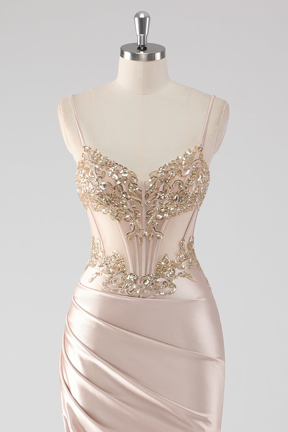 champagne bodycon prom dress Ballbella One Shoulder Champagne Prom Dress Mermaid Slit Long