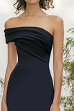 Black Mermaid One Shoulder Matte Satin Long Formal Dress