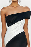 Black Mermaid Strapless Matte Satin Ruched Long Formal Dress